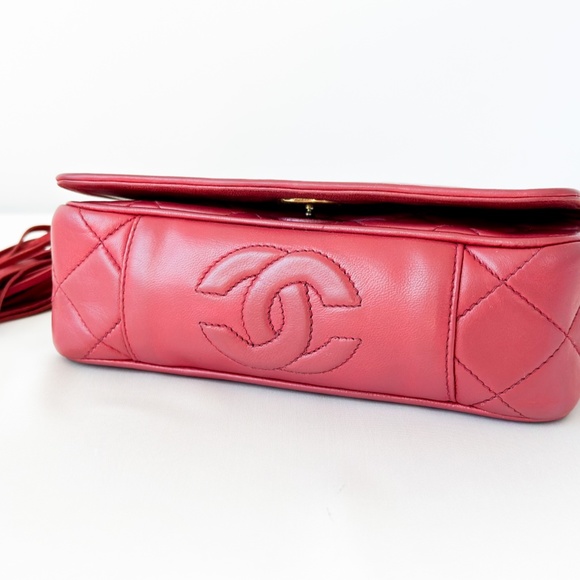 Vintage Chanel Burgundy Quilted Flap Tassel Bag - Picture 5 of 16